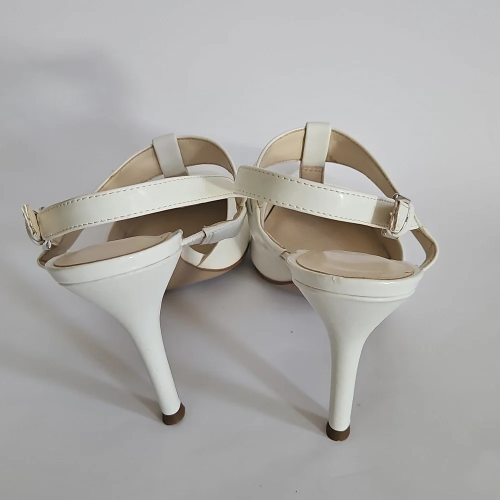 NEW Nine West Renice T Strap Slingback White Pump Size 9.5 - Picture 4 of 10